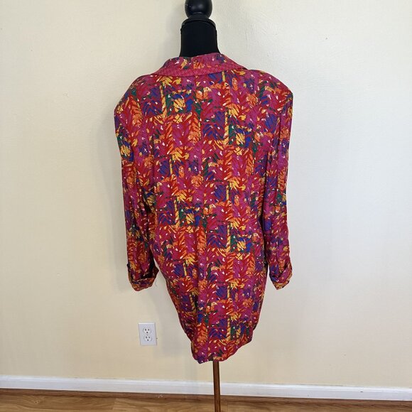 Vtg Carole Little Womens Blazer Jacket XL Colorful Abstract Geometric Red 90s - Picture 2 of 10